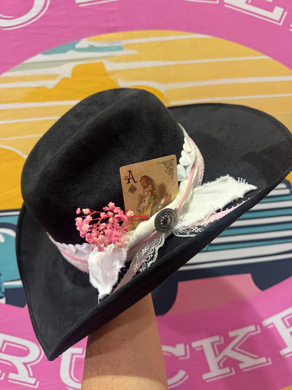 Queen of Hearts Custom Cowboy Hat (Black)