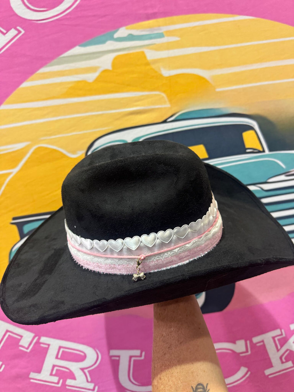 Queen of Hearts Custom Cowboy Hat (Black)