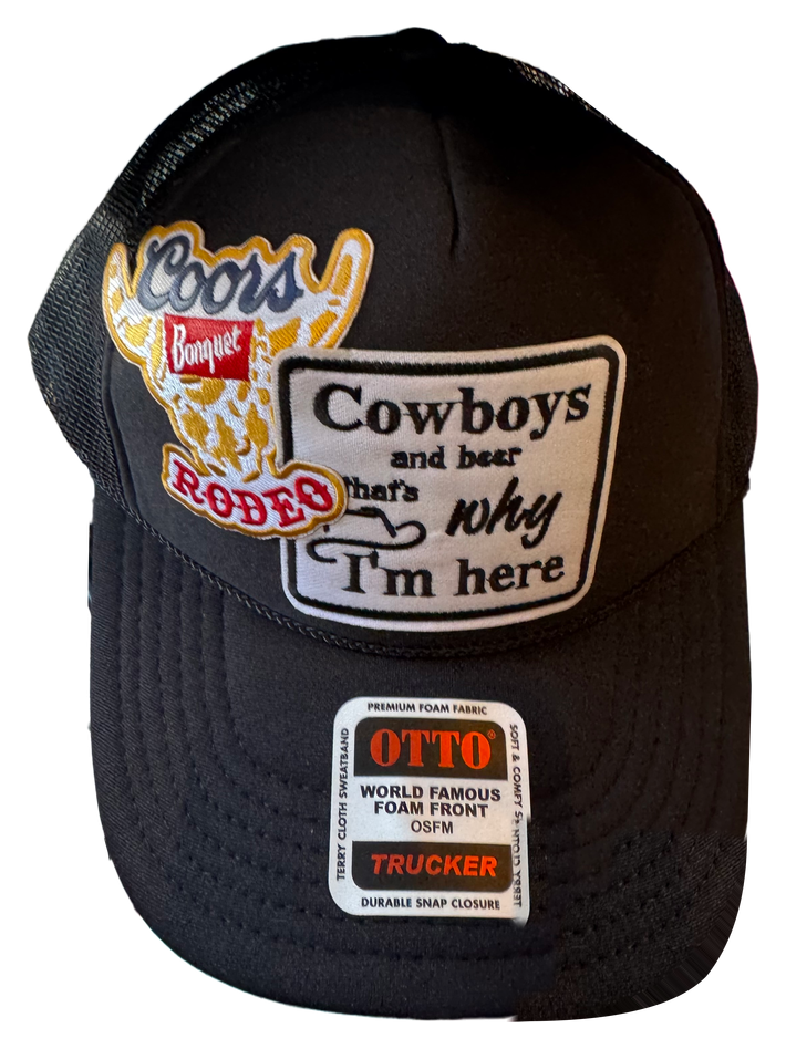 Black cowboy and rodeo trucker hat