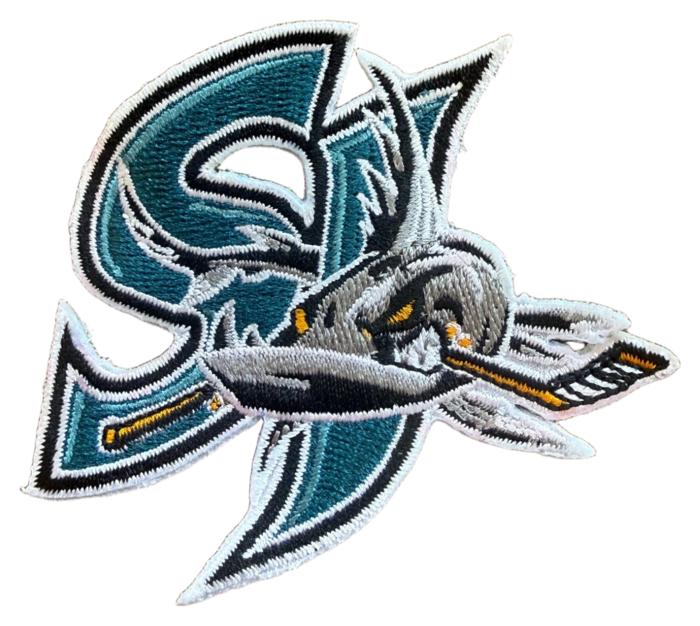 Teal shark custom embroidered patch